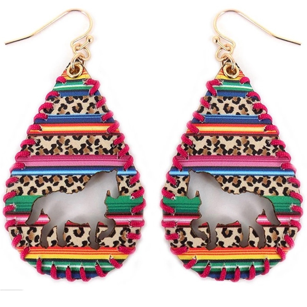 Wild Serape Horse Cut-out Teardrop Earrings